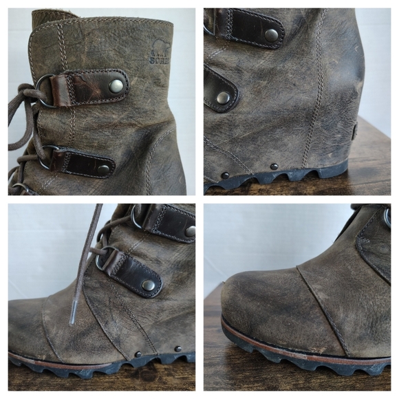 Sorel Joan of Arctic Brown Wedge Boot Lace Up Size 10 - Picture 6 of 16